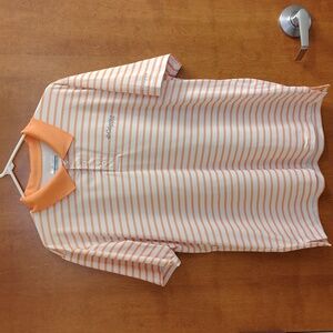 Columbia PFG Omnishade Orange and White Striped Polo